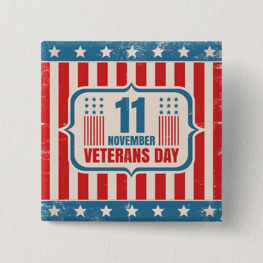 アメリカ国旗のある退役軍人の日のヴィンテージボタン 缶バッジ (正面)