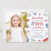 アメリカ国旗のお誕生日パーティー フォトカード 2歳 招待状 (正面)