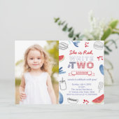 アメリカ国旗のお誕生日パーティー フォトカード 2歳 招待状 (スタンド正面)