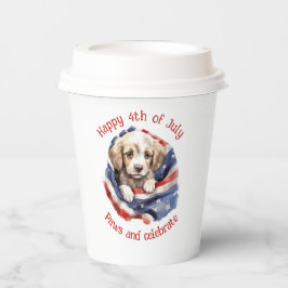 アメリカ国旗のかわいい仔犬 7月4日 紙コップ