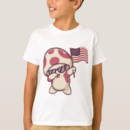 アメリカ国旗のきのこパトリオティックな7月4日の面白いデザイン Tシャツ