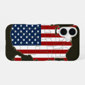 アメリカ国旗のついたアメリカ地図 iPhone 16ケース (裏面横)