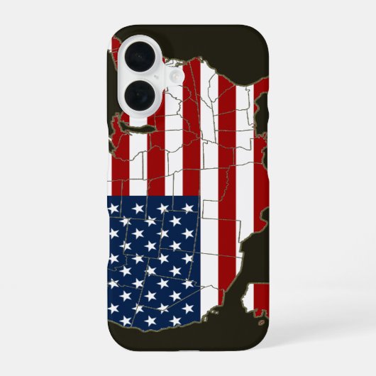 アメリカ国旗のついたアメリカ地図 iPhone 16ケース (裏面)