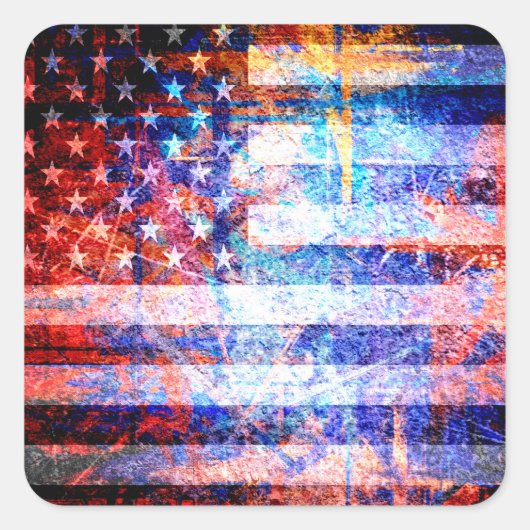 アメリカ国旗のアグランジート スクエアシール (正面)