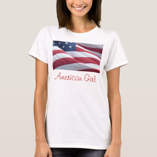 アメリカ国旗のアメリカンガールシャツ Tシャツ (正面)