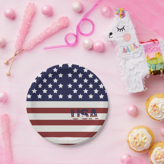 アメリカ国旗のアメリカ合衆国パターン ペーパープレート (パーティー)