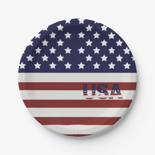アメリカ国旗のアメリカ合衆国パターン ペーパープレート (正面)