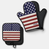 アメリカ国旗のアメリカ合衆国パターン 鍋つかみ&鍋敷きセット (正面/裏面)