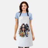 アメリカ国旗のアメリカ愛国心 エプロン (着用した状態)