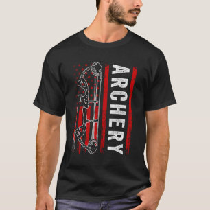 アメリカ国旗のアーチェリー男性へ・ホワートボウ・ディアー Tシャツ
