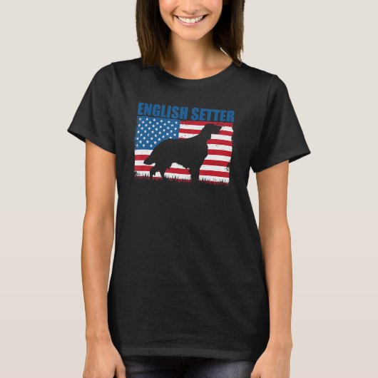 アメリカ国旗のイギリスのセッター Tシャツ (正面)