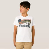 アメリカ国旗のウィスコンシン州のマスケランジ Tシャツ (正面フル)