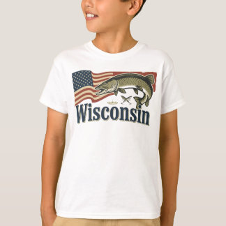 アメリカ国旗のウィスコンシン州のマスケランジ Tシャツ