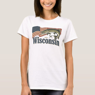 アメリカ国旗のウィスコンシン州のマスケランジ Tシャツ