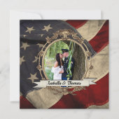 アメリカ国旗のウェディング招待状(写真付き)2 招待状 (正面)