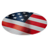 アメリカ国旗のウェーブガラス カッティングボード - USA (角)