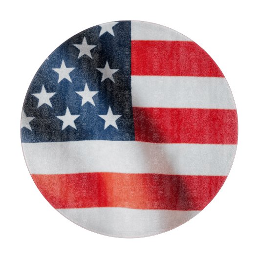 アメリカ国旗のウェーブガラス カッティングボード - USA (正面)