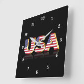 アメリカ国旗のウォールクロックUSA スクエア壁時計 (傾斜)