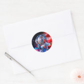 アメリカ国旗のウルフとドリームキャッ絵画チャ ラウンドシール (封筒)