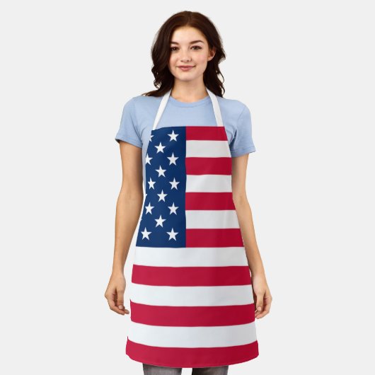 アメリカ国旗のエプロン愛国心 エプロン (着用した状態)