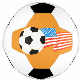 アメリカ国旗のオレンジ色サッカーボール デザイン サッカーボール
