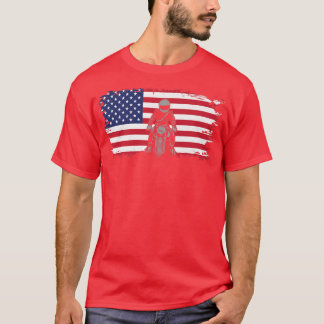 アメリカ国旗のオートバイアパレル – バイクもしくは自転車に乗る人Motorcycl Tシャツ