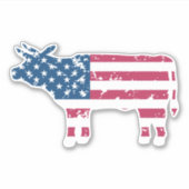 アメリカ国旗のカウシルエットビニールカーのシール シール (正面)