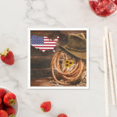 アメリカ国旗のカウボーイハットラッソー スタンダードカクテルナプキン (インサイチュ)
