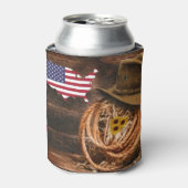 アメリカ国旗のカウボーイハットラッソー 缶クーラー (缶正面)