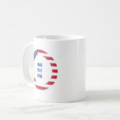 アメリカ国旗のカスタムテキスト入りボーダー コーヒーマグカップ (正面左)
