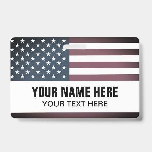 アメリカ国旗のカスタムネームバッジ バッジ (正面)