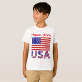 アメリカ国旗のカスタムネーム入りボーイズTシャツ Tシャツ (正面フル)