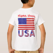 アメリカ国旗のカスタムネーム入りボーイズTシャツ Tシャツ (裏面)