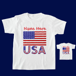 アメリカ国旗のカスタムネーム入りボーイズTシャツ Tシャツ