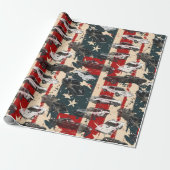 アメリカ国旗のカーレースグランジ ラッピングペーパー (アンロールド)