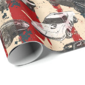 アメリカ国旗のカーレースグランジ ラッピングペーパー (ロールコーナー)