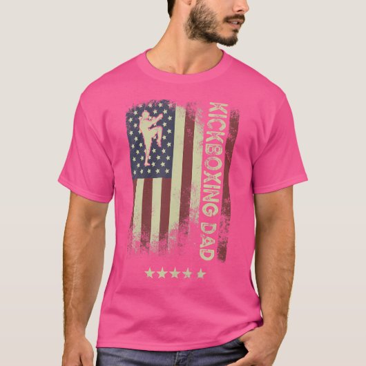 アメリカ国旗のキックボクシングパパ Tシャツ (正面)