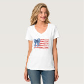 アメリカ国旗のキュートなリボン - 愛国的な7月4日のお祝いに Tシャツ (正面フル)