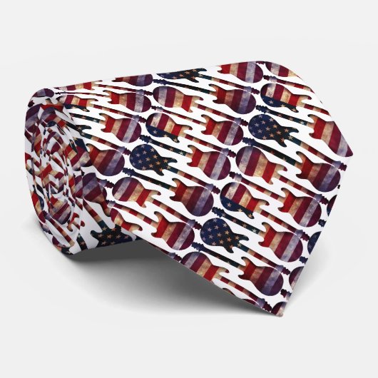 アメリカ国旗のギターアート ネクタイ (ロール)
