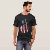 アメリカ国旗のギターミュージシャン動揺してギター Tシャツ (正面フル)