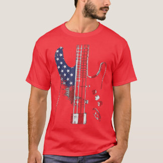アメリカ国旗のギターミュージシャン動揺して Tシャツ