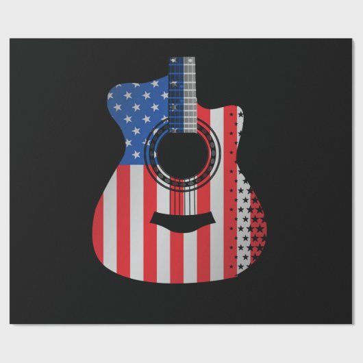 アメリカ国旗のギターミュージシャン 動揺して ラッピングペーパー (フラット)