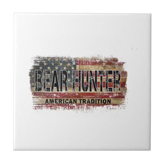 アメリカ国旗のクマ狩り タイル (正面)