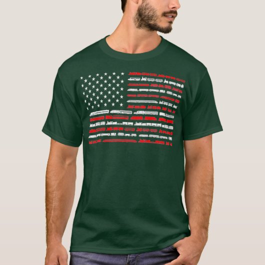 アメリカ国旗のクラシック蒸気機関車 Tシャツ (正面)