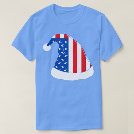 アメリカ国旗のクリスマスハットTシャツ Tシャツ (デザイン正面)
