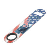 アメリカ国旗のクレーンとシャベル建築早い時期 スピード栓抜き (裏面アングル)