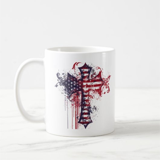 アメリカ国旗のクロス コーヒーマグカップ (左)