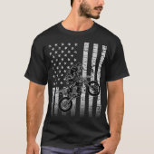 アメリカ国旗のグラフィックMotocrossダートバイク Tシャツ (正面)
