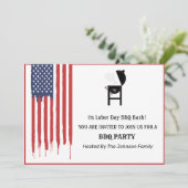 アメリカ国旗のグラフィティ労働日BBQパーティー 招待状 (スタンド正面)