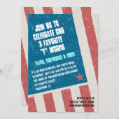 アメリカ国旗のグリンガル・スタイルの独立記念日パーティー 招待状 (正面/裏面)